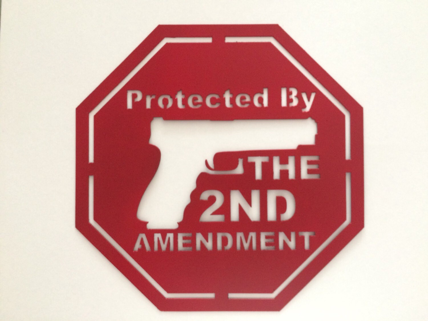 thumbnail image 2 of World Graphix 'Protected By 2nd Amendment' Red Decal Sticker - Concealed Carry Theme 2 of 6