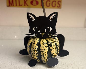 Metal Pretty Kitty Pumpkin Decorating Kit, Black Cat, Fall, Halloween, Kitty, Kitten, Goth, Carve-less