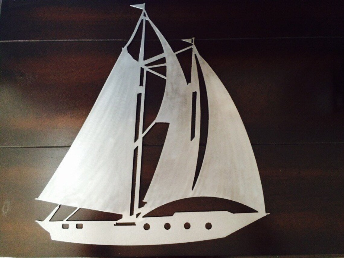 Metal Sailboat Silhouette Wall Hanging 15 X 17 Etsy