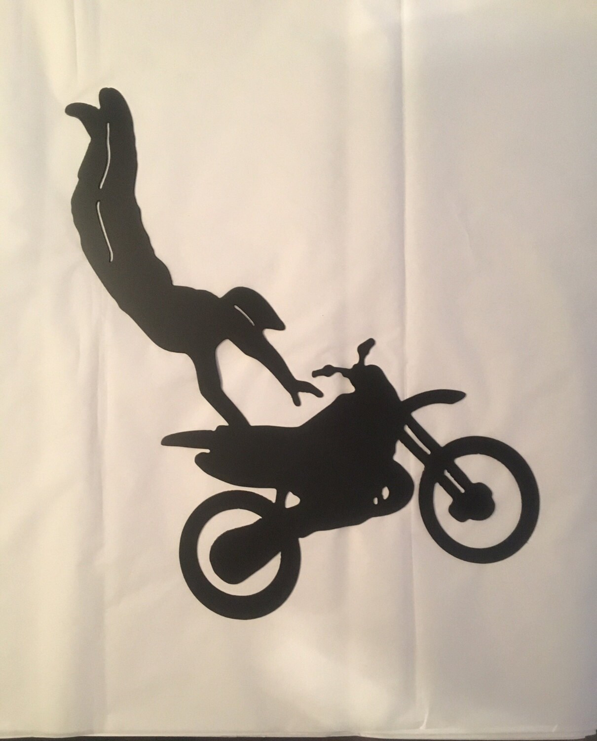 Silueta de motocross de metal Dirt Bike Heart Attack 17\, image size:1210x1500