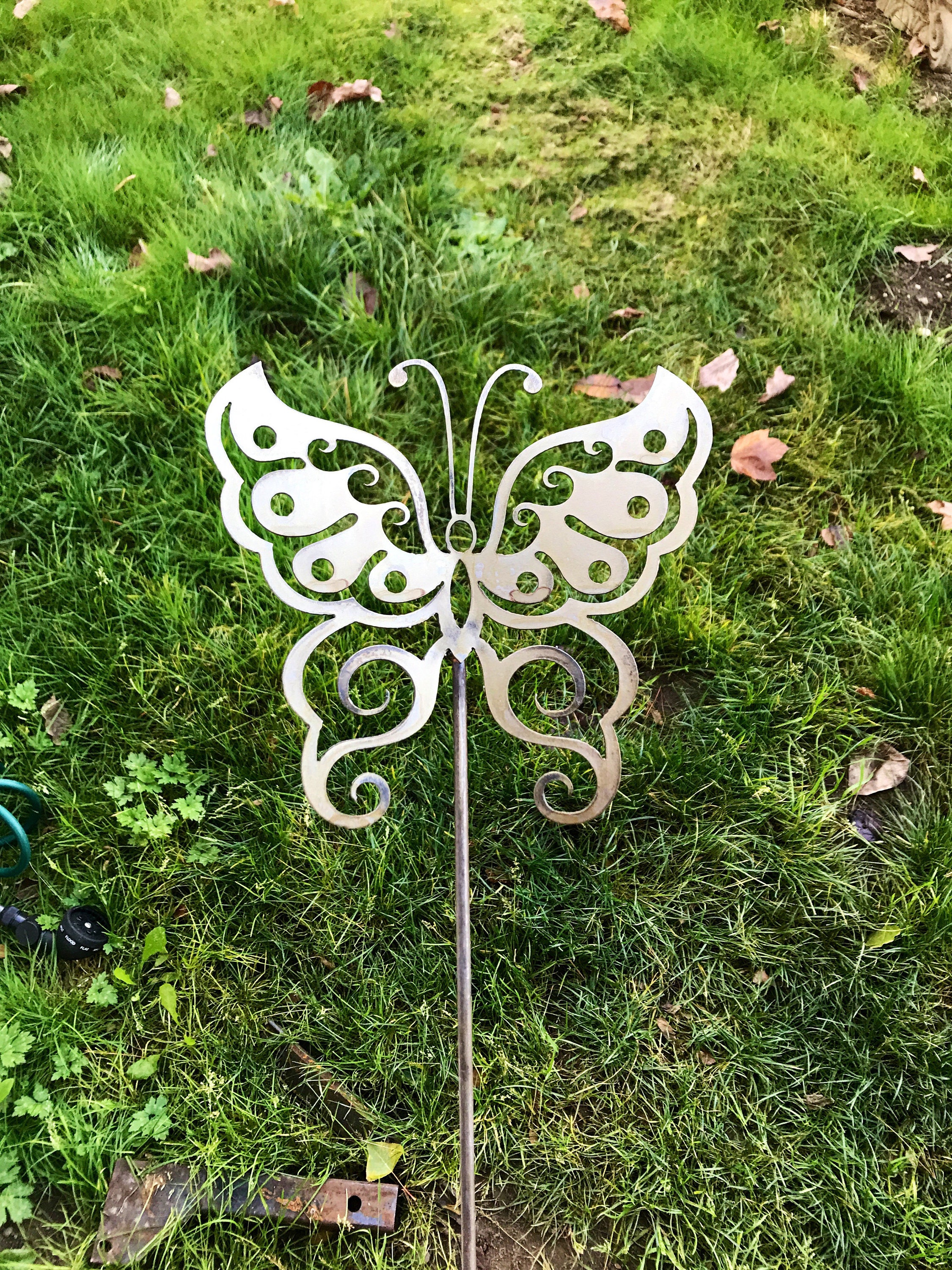 Metal Butterfly Garden Stake Etsy