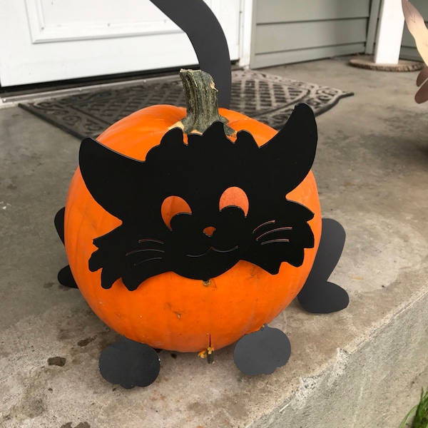 Metal Cat Pumpkin Decorating Kit, Black Cat, Fall