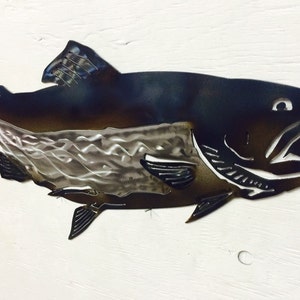Metal Salmon Wall Hanging 18&quot; x 9&quot;