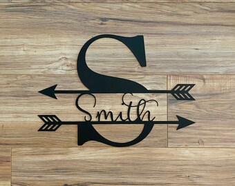 Double Arrow Split Letter Monogram Family Name