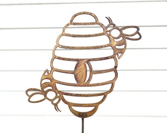 12" Beehive, Bees Garden Stake