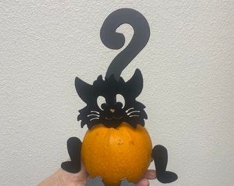 MINI Metal Cat Pumpkin Decorating Kit, Black Cat, Fall, Dark, Goth, Black