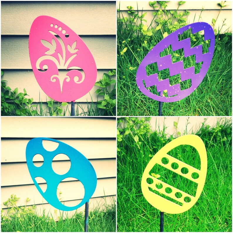 Metal INDIVIDUAL Easter Egg Garden & Yard Stakes Etsy