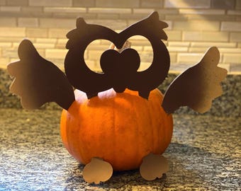 Metal Owl Pumpkin Decorating Kit, Thanksgiving, Fall, Halloween, Who, Goth, Carve-less