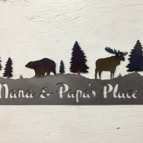 Metal Nana & Papa shops Sign