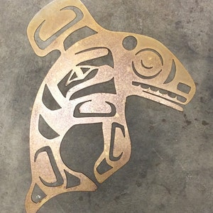Metal Native Killer Whale 16&quot; x 15&quot;