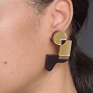 Art Deco Geo Black and Gold Earrings