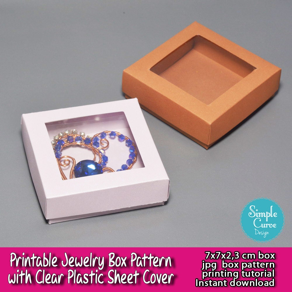 Jewelry Box Pattern Printable Jewelry Box Pattern Clear Plastic Sheet Packaging Ready to ...