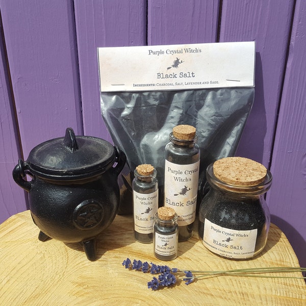 Witches Black Salt, Portable Protection, Spiritual Cleansing, Witchcraft Spells, Occult Supplies, Witch Purification, Sage Lavender Magick