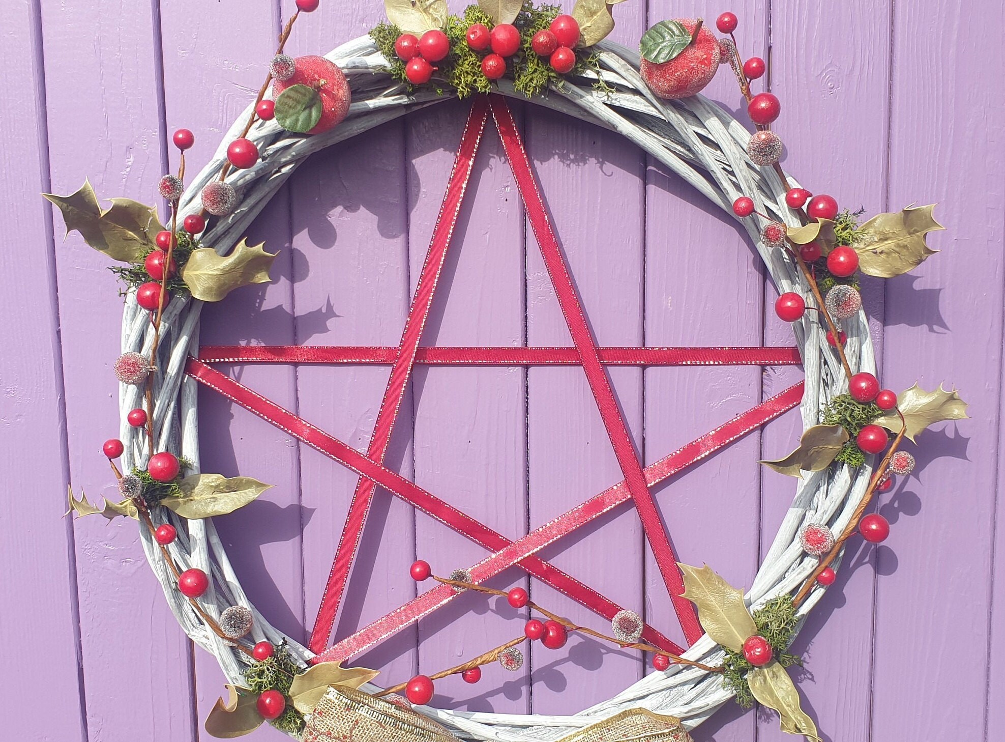 Yule Pentacle Wreath Yuletide Decoration Winter Solstice Etsy