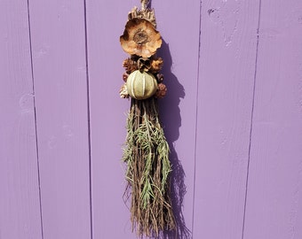 Rosemary Herb Broom, Miniature Broomstick, Witches Birch Besom, Pagan Ritual Altar, Wiccan Decoration, Pine Cone Home Decor, Witch Wall