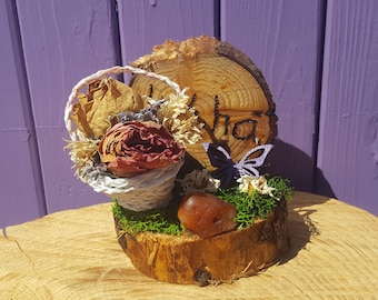 Litha Flower Decor, Summer Solstice, Dried Lavender, Midsummer Decoration, Wooden Butterfly, Wiccan Nature Altar, Witchcraft Gift