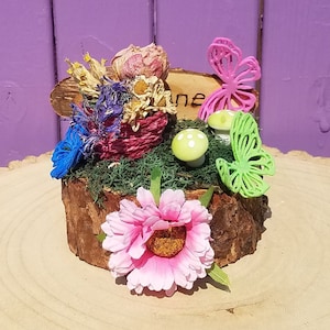 Pink Beltane Flower, Beltaine Decoration, Mayday Home Decor, Witches Ornament, Summer Rose Basket, Pagan Spring Altar, Witch Oak Wood Sign