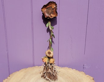 Twisted Witch Besom, Miniature Broomstick, Witches Birch Broom, Flower Door Hanger, Wiccan Wall Hanging, Pagan Ritual Altar, Dried Rose