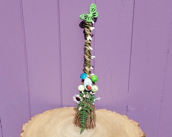 Easter Egg Besom, Miniature Broomstick, Witches Birch Broom, Ostara Decoration, Spring Home Decor, Pagan Eostre Altar, Summer Flower Basket