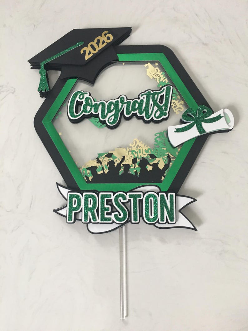 Custom Graduation Shaker Cake Topper: Personalized Congrats Sign - Etsy