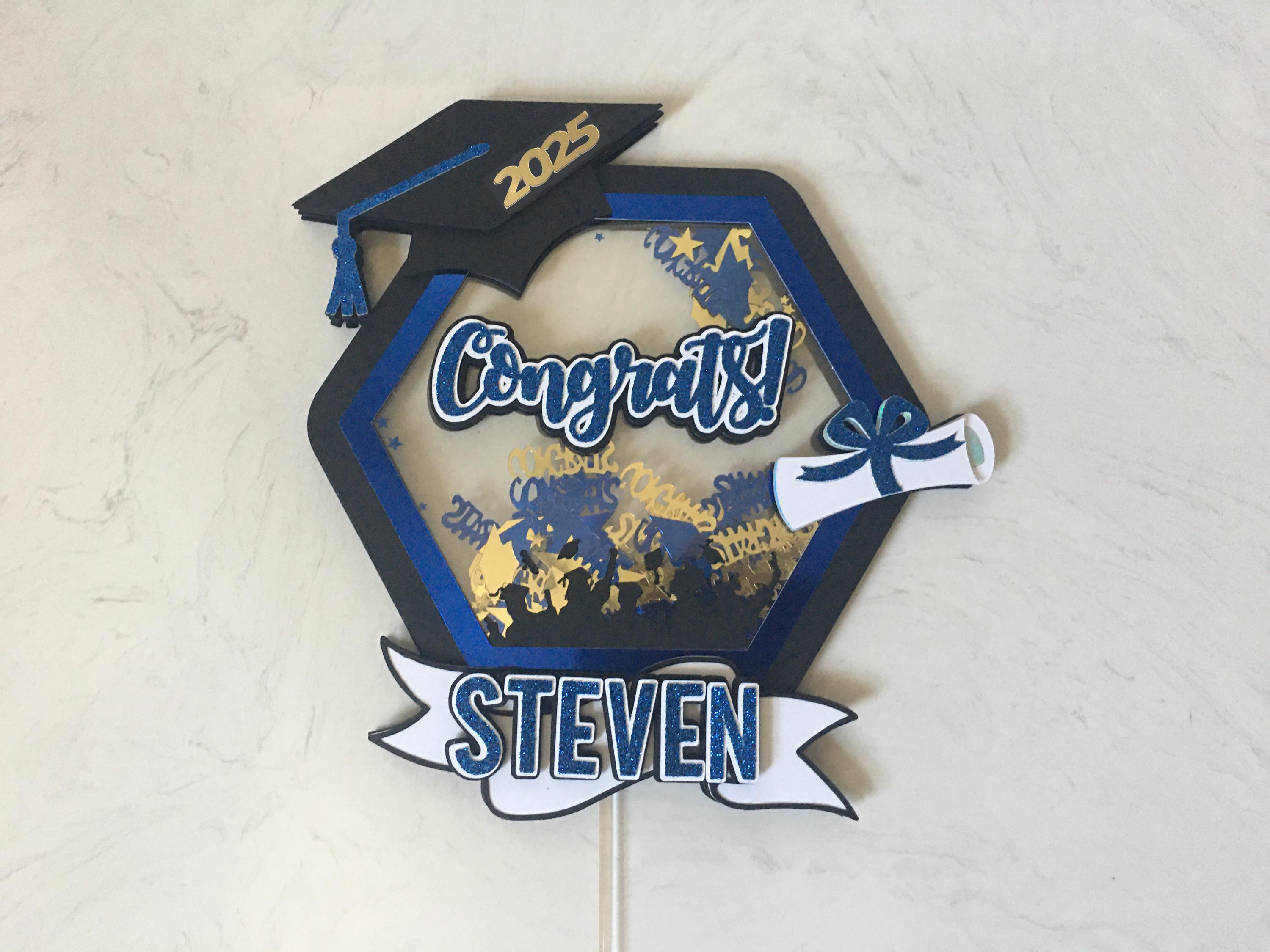 Custom Graduation Shaker Cake Topper, Graduation Cake Topper, Personalized Graduation Sign, Graduation Party Decor, Congrats Graduation