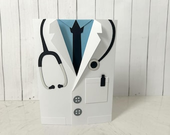 Handmade Doctor Lab Coat Card: Graduation, Birthday, Thank You