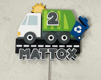 Custom Garbage Truck Cake Topper: Personalized Birthday Party Decoration