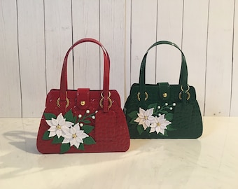 Handmade Poinsettia Paper Purse, Christmas Gift Card Holder