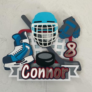 Custom Ice Hockey Cake Topper, Sports Cake Topper, Birthday Cake Topper, Ice Hockey Party Decor, Sports Party