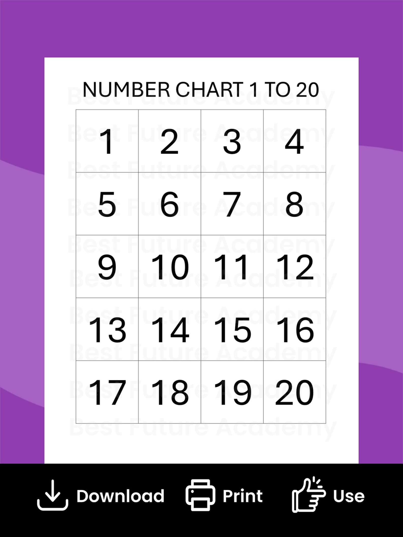 Numbers 1-20 Chart: Montessori Math Printable (PDF) - Etsy