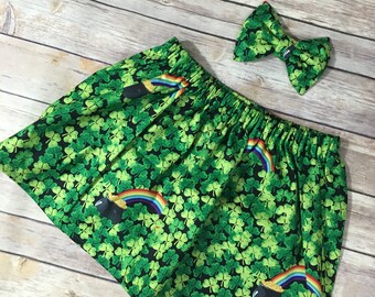 St Patrick's day skirt and bow set