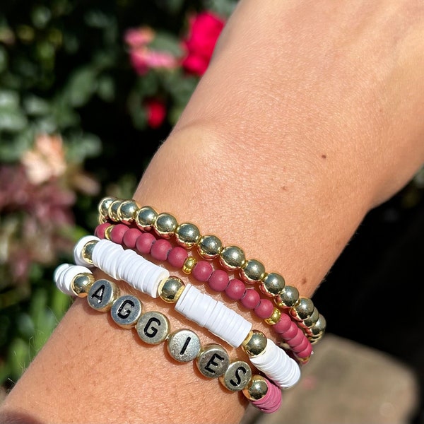 Texas A&M bracelet stack