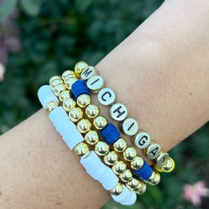 University of Michigan Wolverines bracelet stack