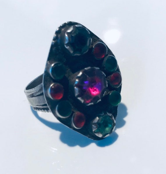 Size 8-Antique Silver Ringglass ring-Kochi silver ringVintageEthnicethnic hippy gypsyjewellery shopgem stone shopNJR0115