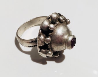 Antique Kochi Silver Ring - Afghan Tribal Jewelry, Size 9.5