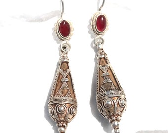 Vintage Turkmen tribe earrings -  Turkmen Earring , gold gilded earrings- silver earrings- tribal earrings - Ethnic earrings