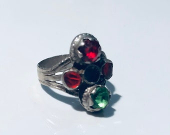 Size 7.5 Antique Silver Kuchi Ring: Afghan Tribal Jewelry