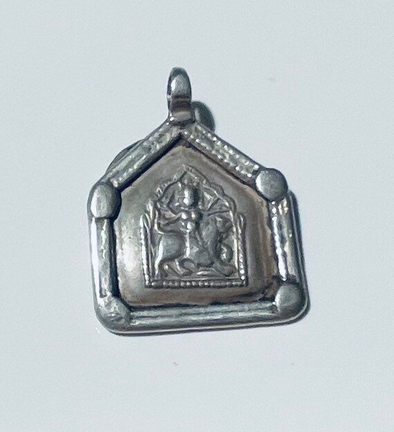 Antique silver Durga goddess pendant- Silver pend… - image 5