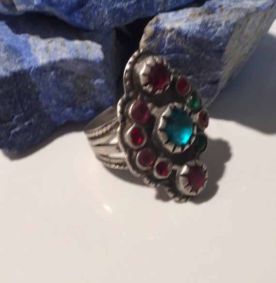 Size 8-Antique Silver Ringglass ring-Kochi silver ringVintageEthnicethnic hippy gypsyjewellery shopgem stone shopNJR0115