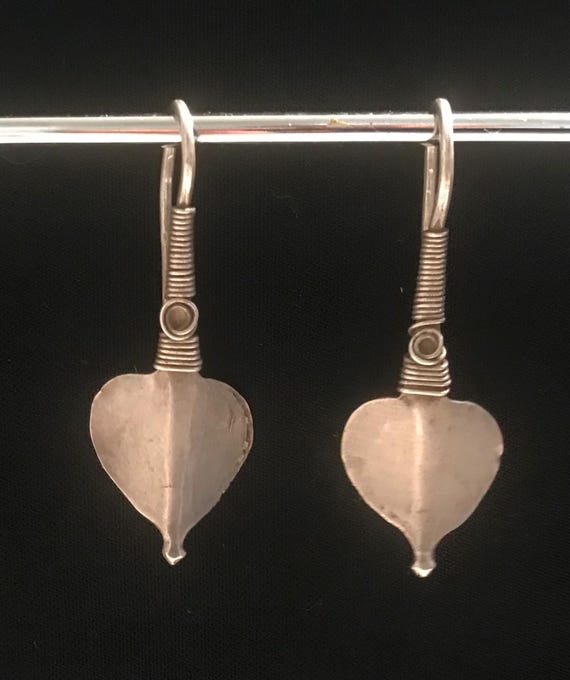 Antique Silver Kochi Tribal Earrings: Afghan Ethnic Jewelry
