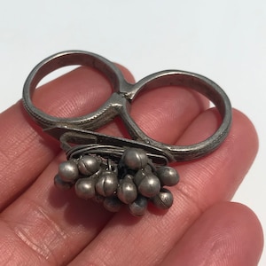 Size 7.5 antique Silver Rajasthani double ring - Old silver Ring , tribal ring - Indian  ring - silver ring - antique  ring- Ethnic ring