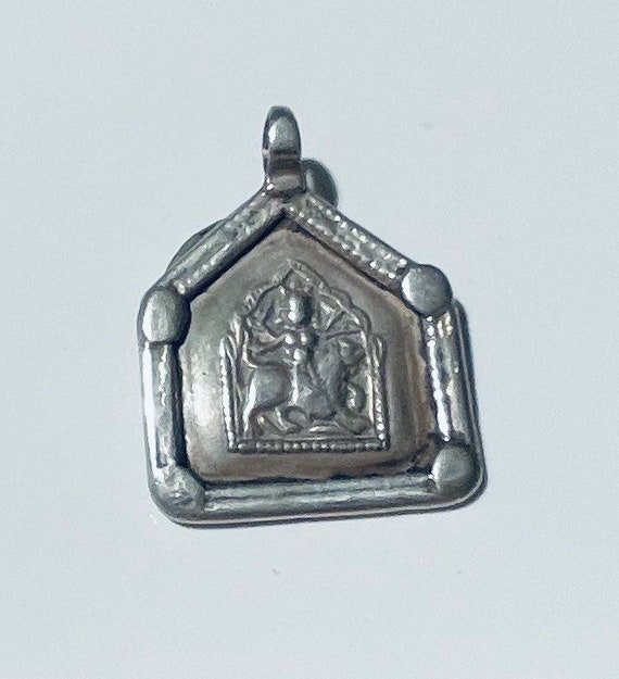 Antique silver Durga goddess pendant- Silver pend… - image 3