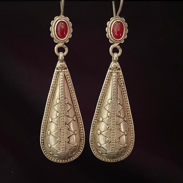 Turkmen tribe silver Earrings- Tribal earrings- silver earrings- Turkman earrings- ethnic earrings- handmade earrings