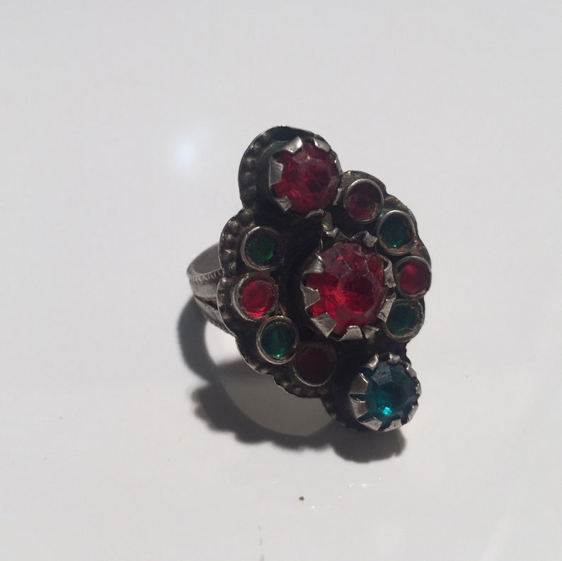 Size 8-Antique Silver Ringglass ring-Kochi silver ringVintageEthnicethnic hippy gypsyjewellery shopgem stone shopNJR0115