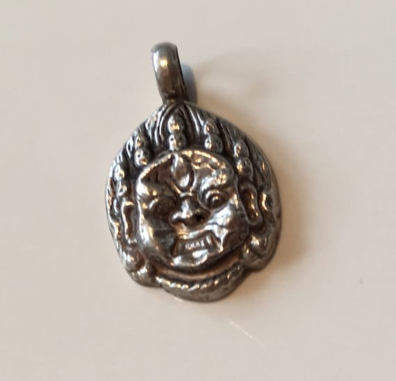 Vintage Sterling silver Indian Goddess pendant- s… - image 2