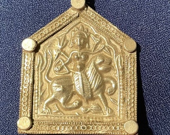 Pendentif en argent antique de la déesse Durga- Pendentif en argent- Pendentif antique- Pendentif de la déesse- Pendentif du Rajasthan- Pendentif indien