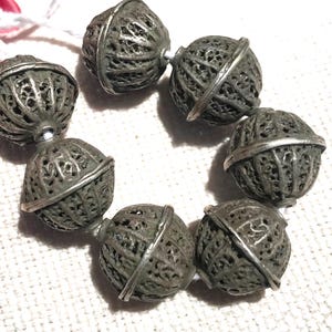 7 pcs Antique silver Berber Bead - tribal Bead- filigree Bead - Berber Bead - Sahara bead - silver bead - Moroccan bead- ethnic bead