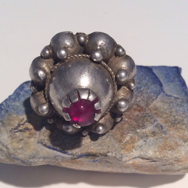 Size 9 Antique Kochi  Ring,Vintage Ring,Antique Bedouin Ring Antique Silver Ring,Antique Jewelry,Colorful  Kuchi Ring,Tribal Ring