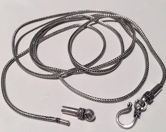 30 inch Sterling Silver Snake Chain Necklace: Handmade Screw Clasp