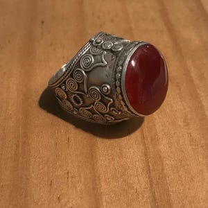 Size 8 Turkmen tribe silver Ring - tribal ring - Carnelian ring - Turkmen ring - silver ring - Afghan ring - Ethic ring - handmade ring